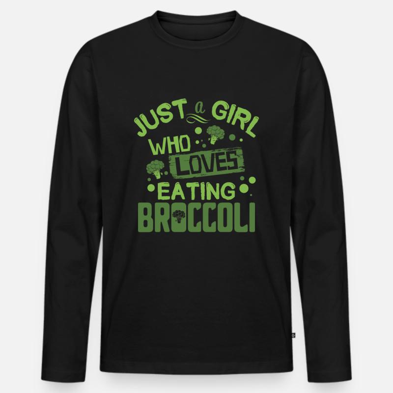 Brokkoli - Männer Premium Bio Langarmshirt - Schwarz
