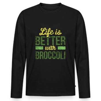 brocoli - T-shirt manches longues Premium bio Homme - noir - Devant - Nico (187cm)