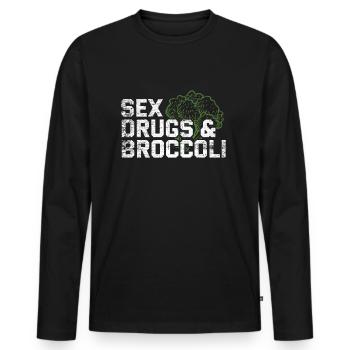 brocoli - T-shirt manches longues Premium bio Homme - noir - Devant - Nico (187cm)
