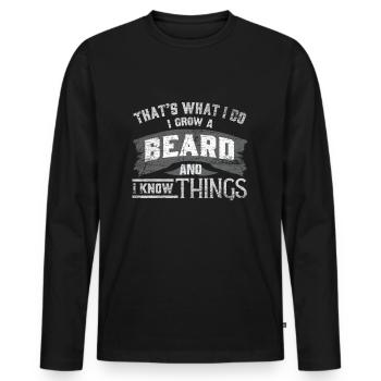 Bart - Männer Premium Bio Langarmshirt - Schwarz - Vorne - Nico (187cm)