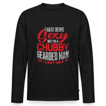 Sexy beard and thick - Men's Premium Organic Long Sleeve Shirt - black - Front - Nico (187cm)