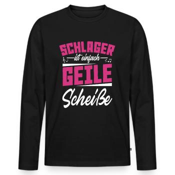 Schlager - Männer Premium Bio Langarmshirt - Schwarz - Vorne - Nico (187cm)