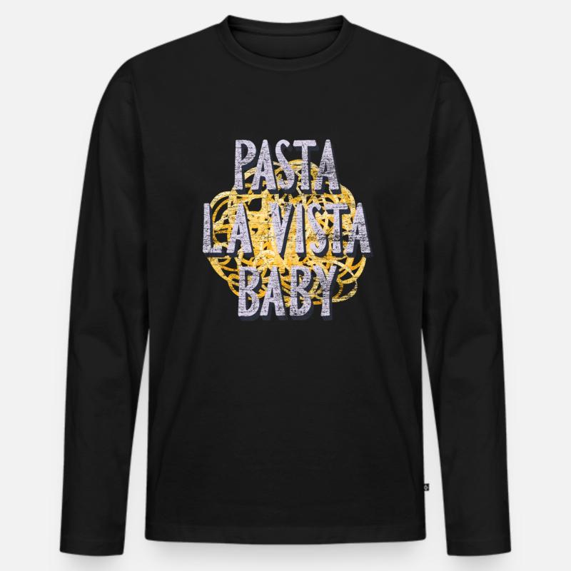 Pasta - Männer Premium Bio Langarmshirt - Schwarz