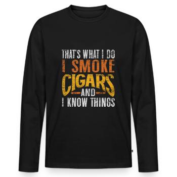 cigares - T-shirt manches longues Premium bio Homme - noir - Devant - Nico (187cm)
