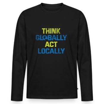 Climate change - Men's Premium Organic Long Sleeve Shirt - black - Front - Nico (187cm)
