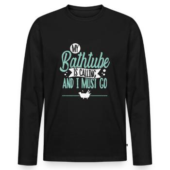 Badewanne - Männer Premium Bio Langarmshirt - Schwarz - Vorne - Nico (187cm)