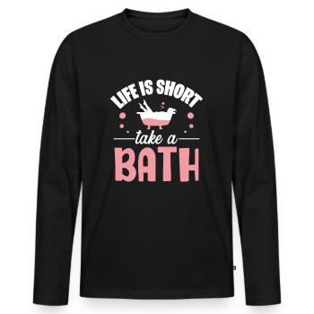 Baignoire salle de bain - T-shirt manches longues Premium bio Homme - noir - Devant - Nico (187cm)