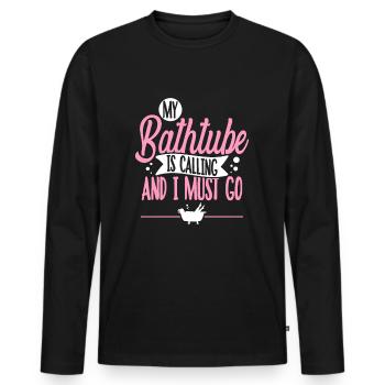 Badewanne - Männer Premium Bio Langarmshirt - Schwarz - Vorne - Nico (187cm)