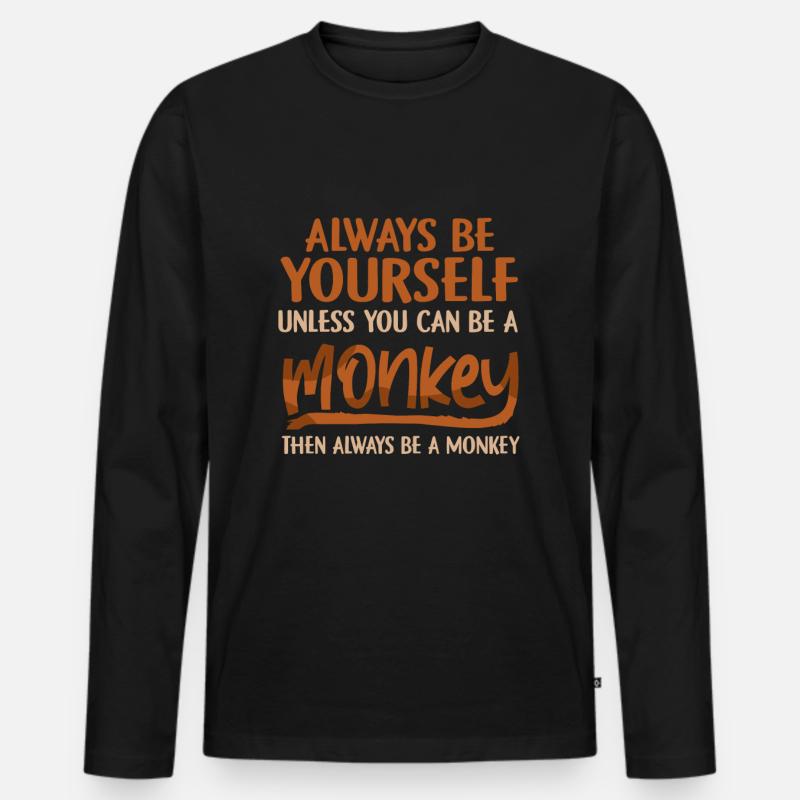 Affe - Männer Premium Bio Langarmshirt - Schwarz