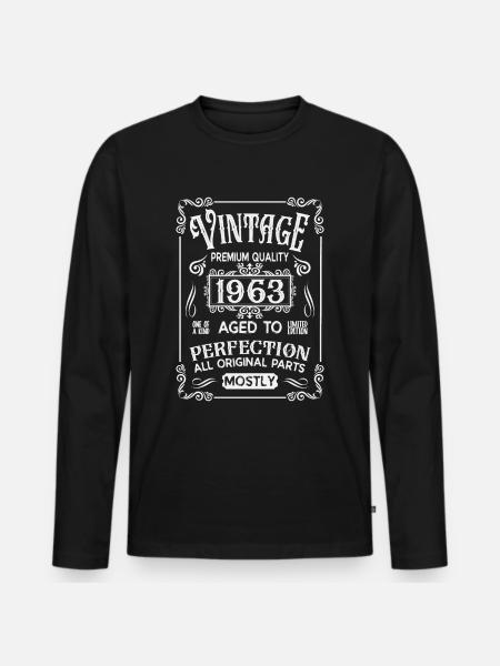 Anniversaire né en 1963 - T-shirt manches longues Premium bio Homme - noir