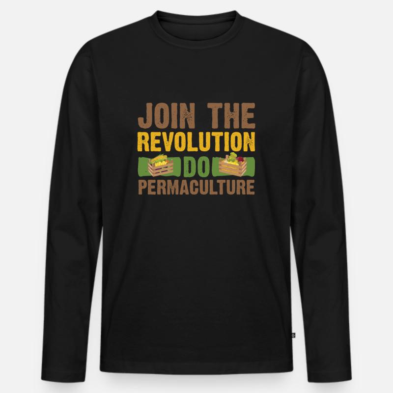 Permakultur - Männer Premium Bio Langarmshirt - Schwarz