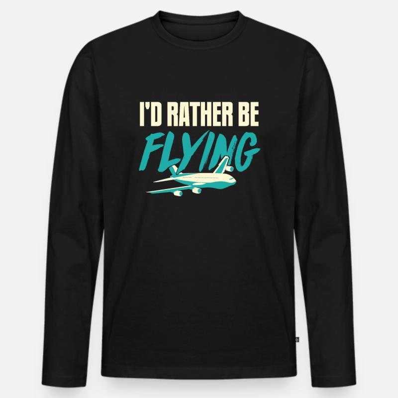 Pilot - Männer Premium Bio Langarmshirt - Schwarz
