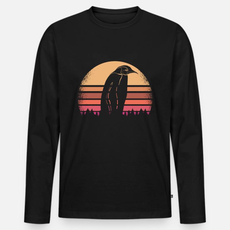 Pinguin - Männer Premium Bio Langarmshirt - Schwarz