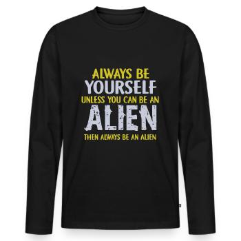 Alien - Männer Premium Bio Langarmshirt - Schwarz - Vorne - Nico (187cm)