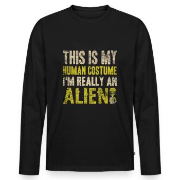 Alien costume - Men's Premium Organic Long Sleeve Shirt - black - Front - Nico (187cm)