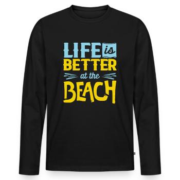 plage - T-shirt manches longues Premium bio Homme - noir - Devant - Nico (187cm)