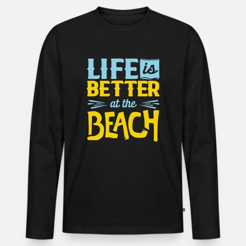Strand - Männer Premium Bio Langarmshirt - Schwarz