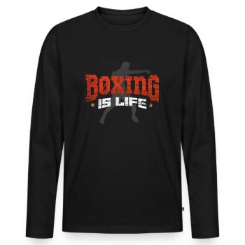 Boxen Boxer - Männer Premium Bio Langarmshirt - Schwarz - Vorne - Nico (187cm)