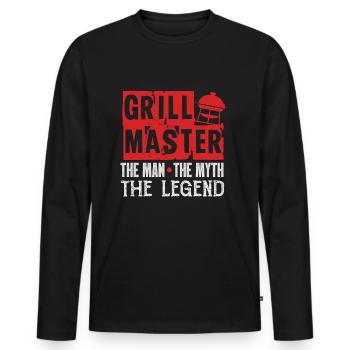 Grill grill master - T-shirt manches longues Premium bio Homme - noir - Devant - Nico (187cm)