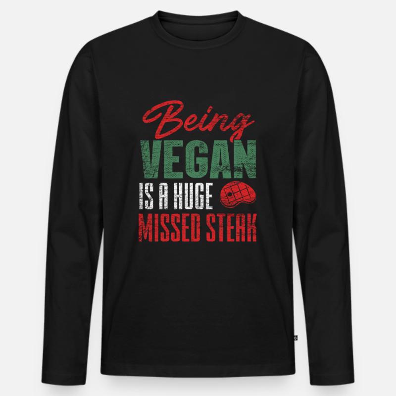 Grillen Steak - Männer Premium Bio Langarmshirt - Schwarz
