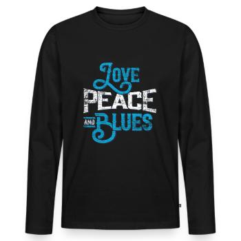 blues - Men's Premium Organic Long Sleeve Shirt - black - Front - Nico (187cm)