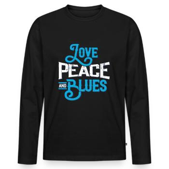 blues - Men's Premium Organic Long Sleeve Shirt - black - Front - Nico (187cm)