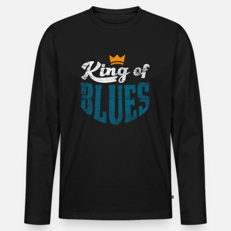 Blues - Männer Premium Bio Langarmshirt - Schwarz