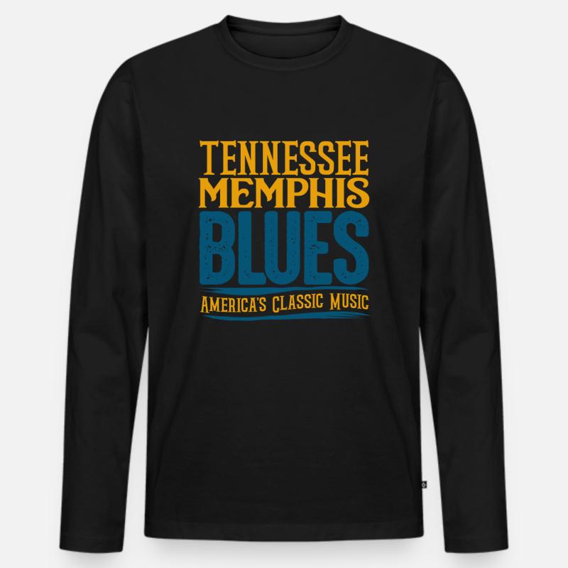 Blues - Männer Premium Bio Langarmshirt - Schwarz