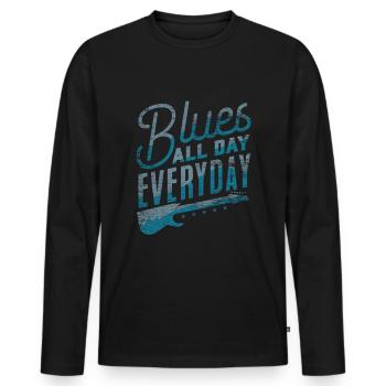 blues - Men's Premium Organic Long Sleeve Shirt - black - Front - Nico (187cm)