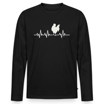 Huhn Hahn Hühner Herzschlag Equalizer Puls EKG - Männer Premium Bio Langarmshirt - Schwarz - Vorne - Nico (187cm)