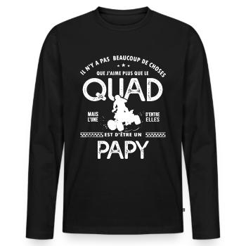 papy aime quad cadeau humour moto papi quad - T-shirt manches longues Premium bio Homme - noir - Devant - Nico (187cm)