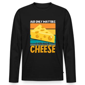Fromage disant cadeau, amateur de fromage, amateur de fromage, fromage - T-shirt manches longues Premium bio Homme - noir - Devant - Nico (187cm)
