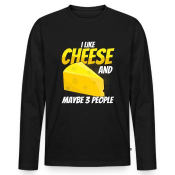 Fromage disant cadeau, amateur de fromage, amateur de fromage, fromage - T-shirt manches longues Premium bio Homme - noir - Devant - Nico (187cm)
