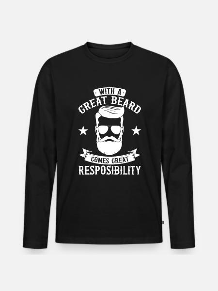 Bart Vollbart Barträger Geschenk, Bart - Männer Premium Bio Langarmshirt - Schwarz
