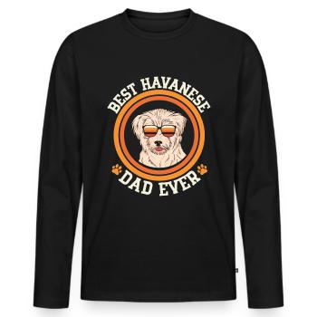 Havanese Dad Dog Owner Owner Gift - Men's Premium Organic Long Sleeve Shirt - black - Front - Nico (187cm)