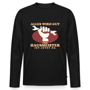 Hausmeister Facility Manager Hauswart Geschenk - Männer Premium Bio Langarmshirt - Schwarz - Vorne - Nico (187cm)