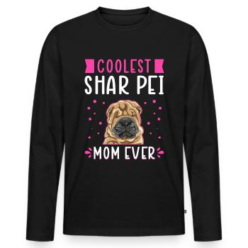 Shar Pei Maman Chien Propriétaire De Chien Cadeau - T-shirt manches longues Premium bio Homme - noir - Devant - Nico (187cm)