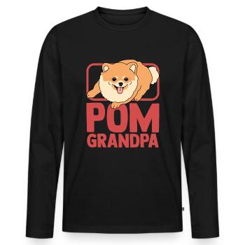 Zwergspitz Poméranie Chien Pom Grand-père Cadeau - T-shirt manches longues Premium bio Homme - noir - Devant - Nico (187cm)