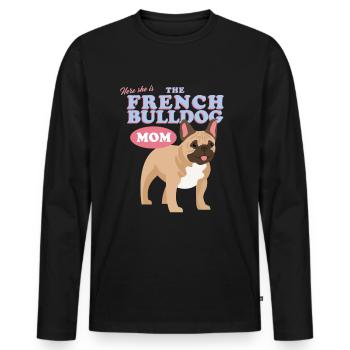 French Bulldog Mom French Bulldog Gift - Men's Premium Organic Long Sleeve Shirt - black - Front - Nico (187cm)