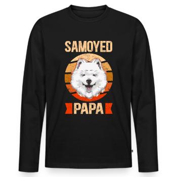 Samoyed Papa Dog Owner Owner Gift - Men's Premium Organic Long Sleeve Shirt - black - Front - Nico (187cm)