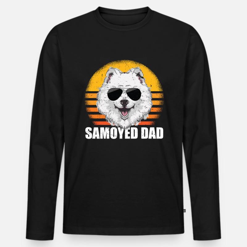 Samojede Dad | Herrchen Hundebesitzer Geschenk - Männer Premium Bio Langarmshirt - Schwarz