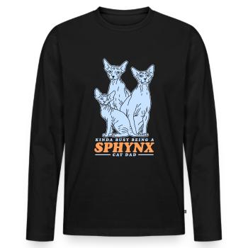 Sphynx Papa Chat Papa Chat Propriétaire Cadeau - T-shirt manches longues Premium bio Homme - noir - Devant - Nico (187cm)