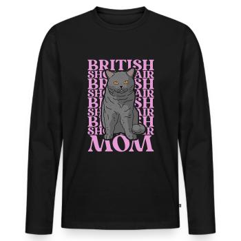 British Shorthair Mom Britisch Kurzhaar BKH Katze - Männer Premium Bio Langarmshirt - Schwarz - Vorne - Nico (187cm)
