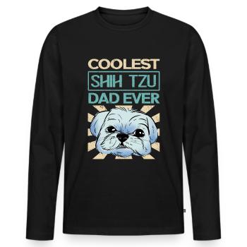 Shih Tzu Papa Propriétaire Propriétaire De Chien Cadeau - T-shirt manches longues Premium bio Homme - noir - Devant - Nico (187cm)