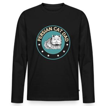 Chat persan chat papa chat propriétaire cadeau - T-shirt manches longues Premium bio Homme - noir - Devant - Nico (187cm)