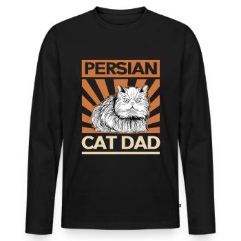Chat persan chat papa | Cadeau de propriétaire de chat - T-shirt manches longues Premium bio Homme - noir - Devant - Nico (187cm)