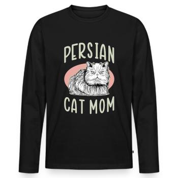 Chat persan maman chat propriétaire cadeau - T-shirt manches longues Premium bio Homme - noir - Devant - Nico (187cm)