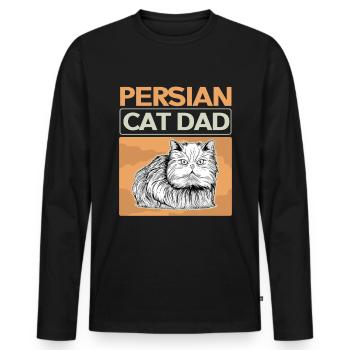 Perserkatze | Katzenpapa Katzenbesitzer Geschenk - Männer Premium Bio Langarmshirt - Schwarz - Vorne - Nico (187cm)