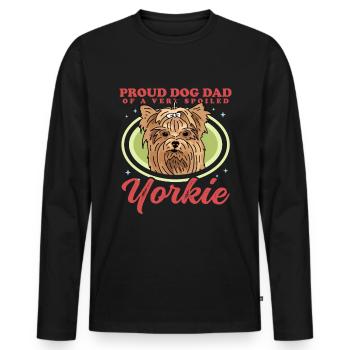 Yorkie Papa | Yorkshire Terrier Dog Cadeau - T-shirt manches longues Premium bio Homme - noir - Devant - Nico (187cm)