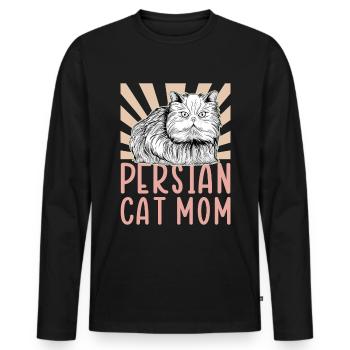 Chat persan maman chat propriétaire cadeau - T-shirt manches longues Premium bio Homme - noir - Devant - Nico (187cm)